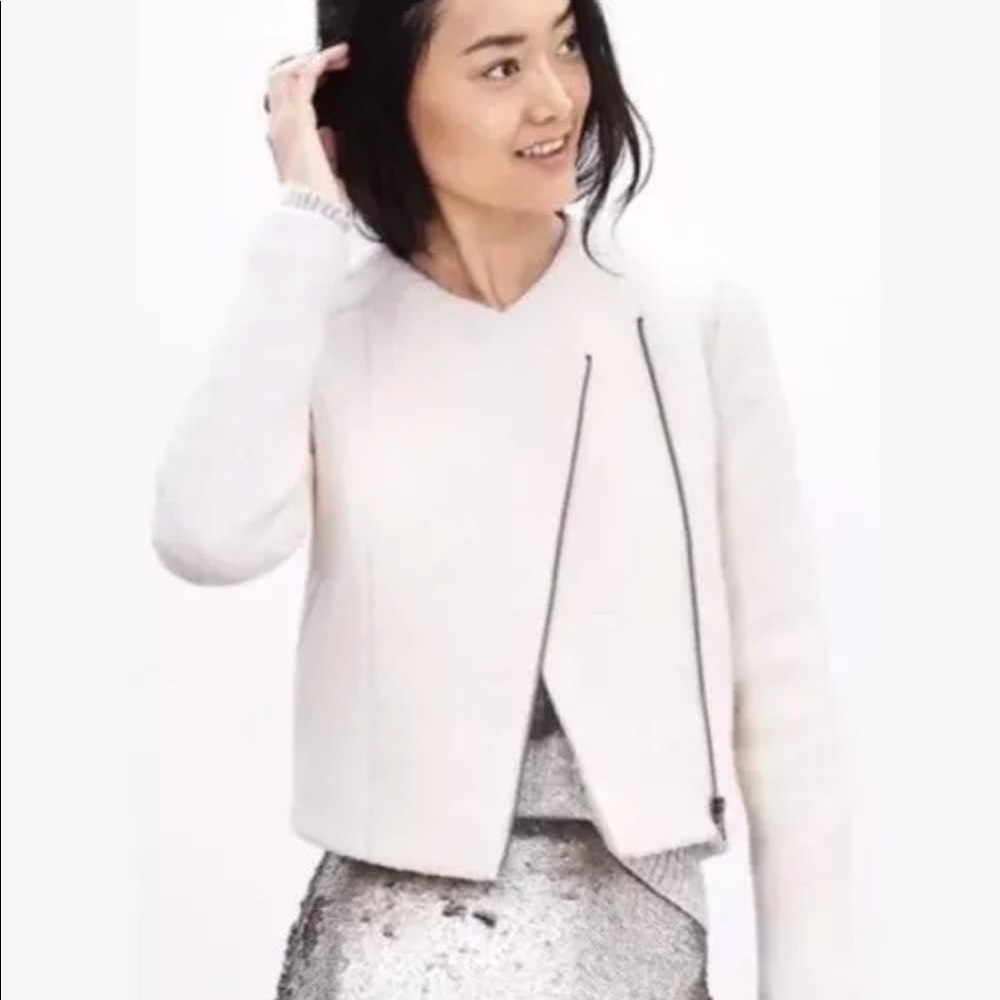 Baby boucle zipper-off white ivory jacket